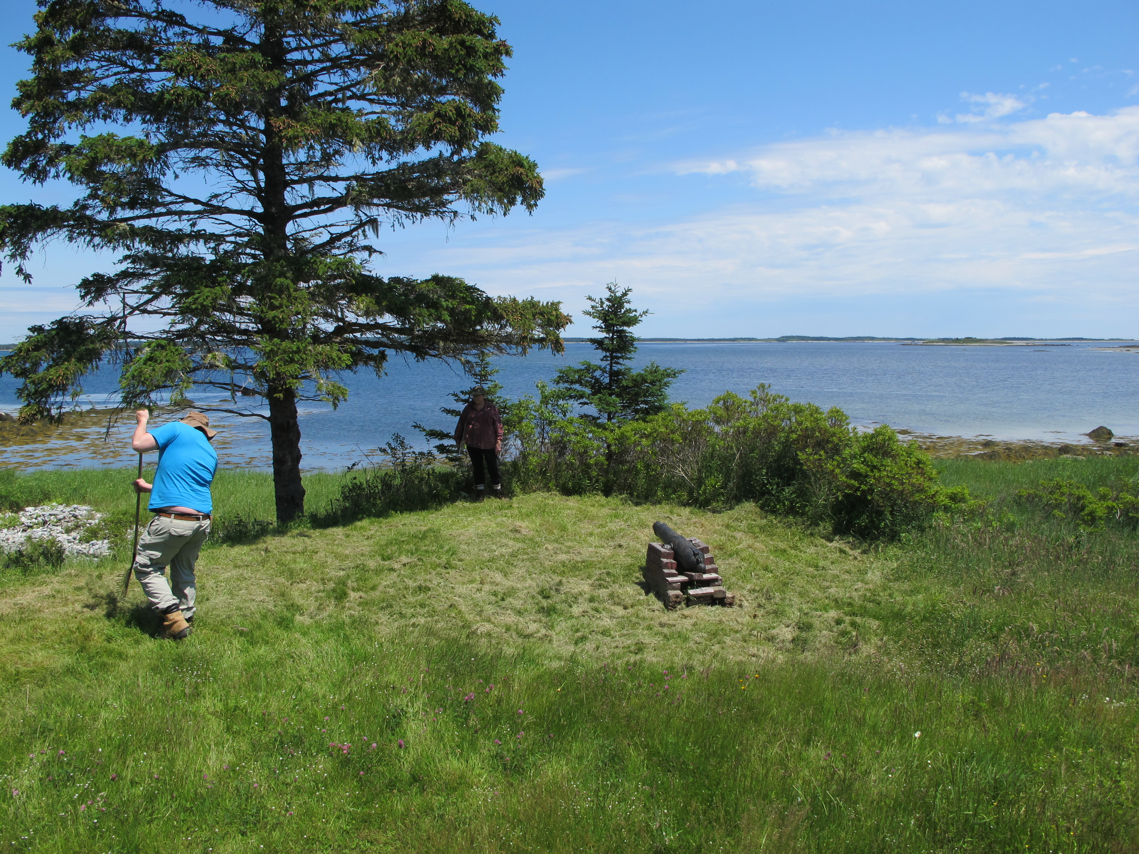 Measuring out new excavation units at beautiful Fort St. Louis in Port La Tour. 