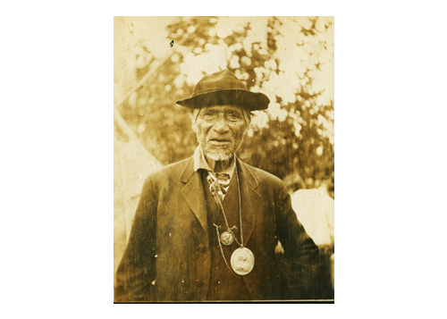 Chief James Meuse, wearing George III peace medals