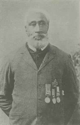 Portrait of Mr. William Hall wearing his Victoria Cross and medals. 