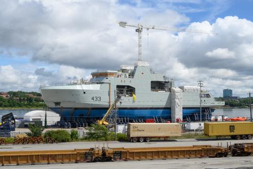 HMCS William Hall under construction at Irving Shipbuilding, Halifax. 