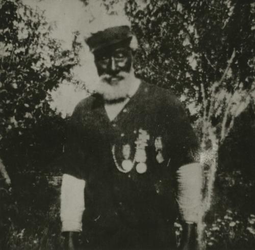 William Hall at home, around 1900. Mr. Hall’s Victoria Cross ribbon has been replaced here by a watch-chain