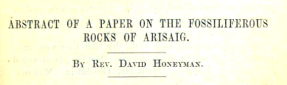 Title page - Abstract of a Paper on the Fossiliferous Rocks of Arisaig