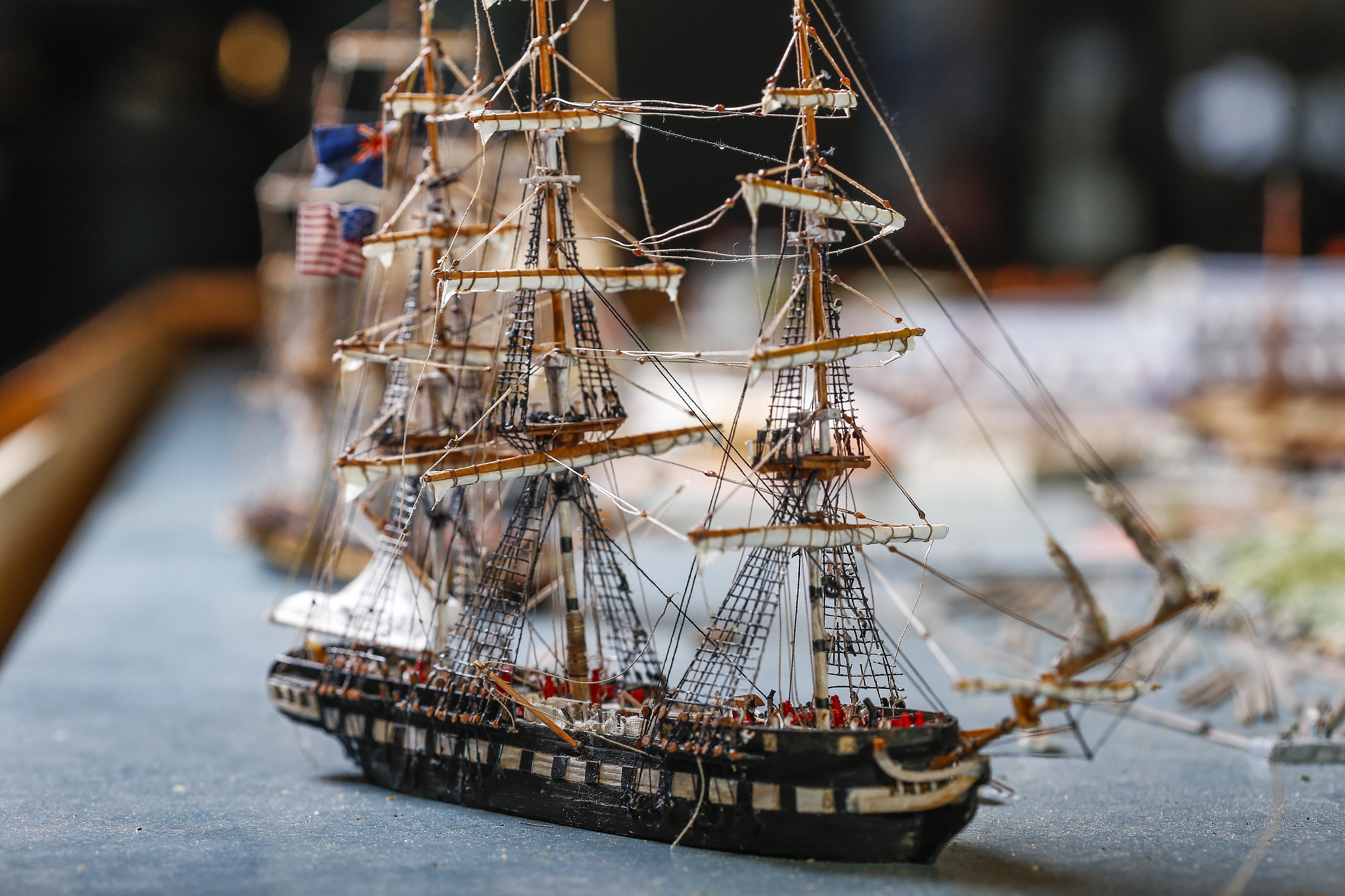 image of a miniature model of a ship.