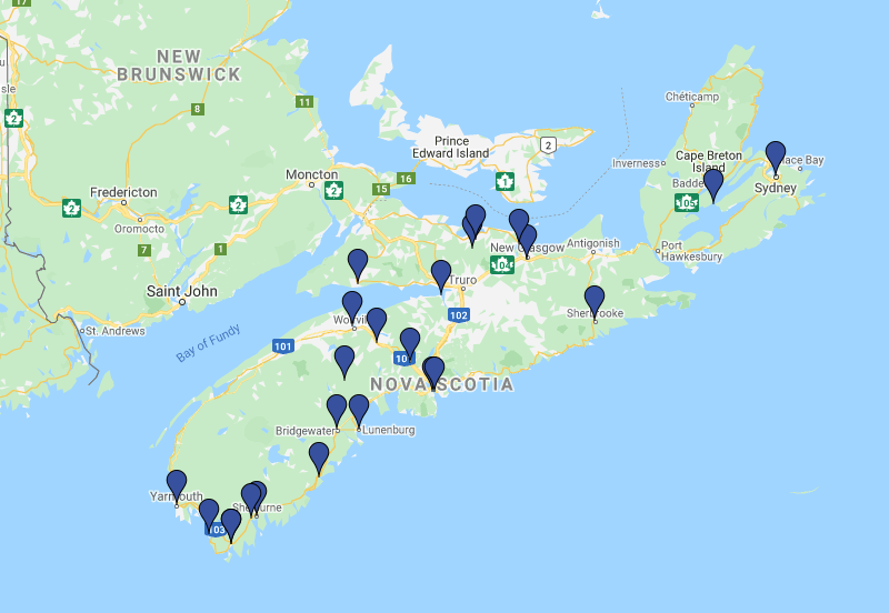 Map of Nova Scotia Museum sites