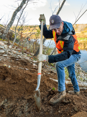 Tim Fedak Curator of Geology, on a dig at in Cape Breton.