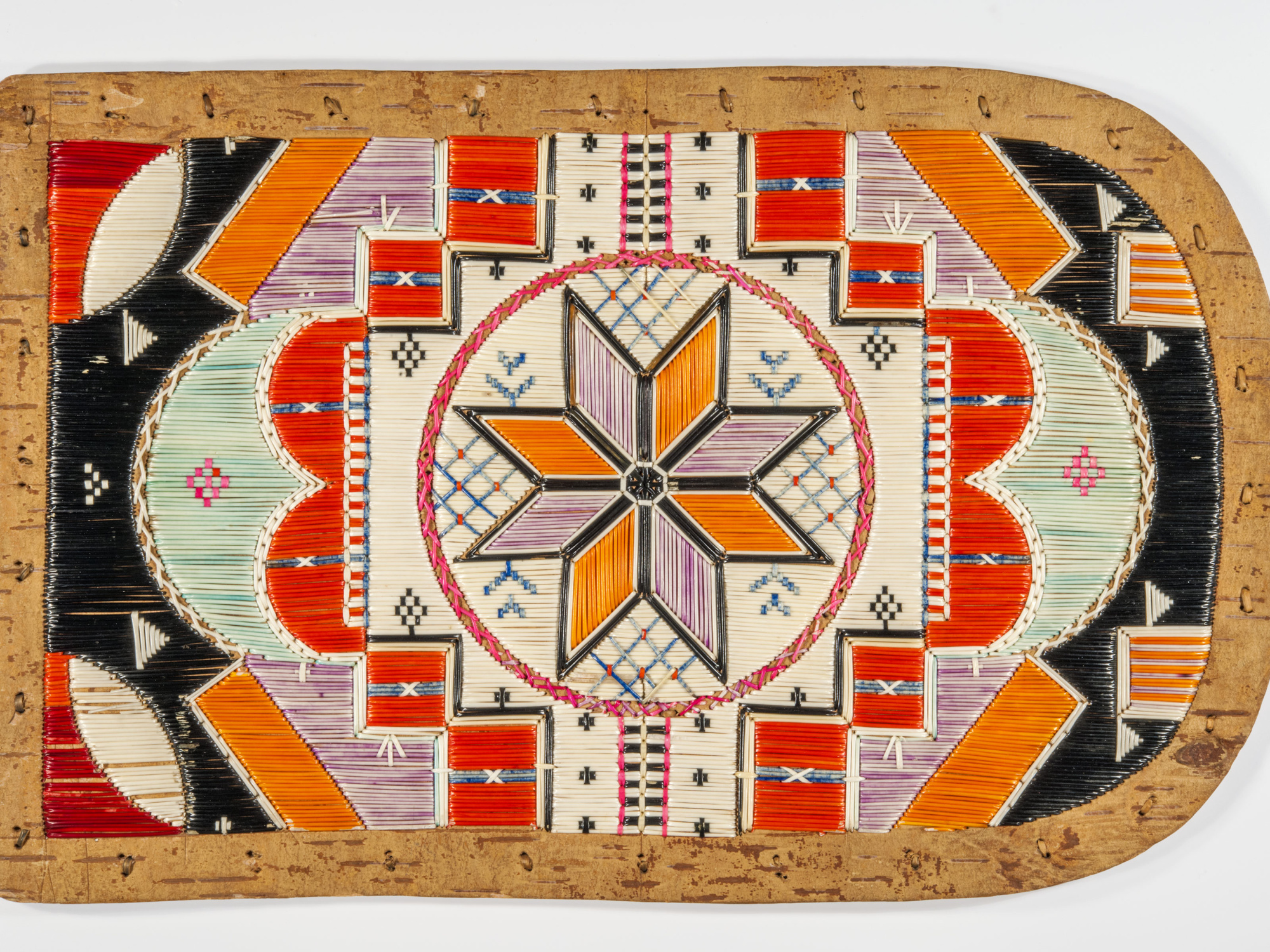 Mi'kmaw quill work chair back.