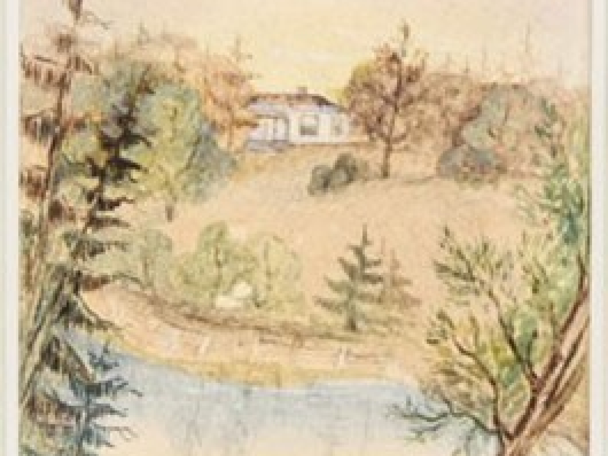 Watercolour believed to be painted by one of Haliburton’s daughters. The water in the foreground suggests gypsum quarry was no longer in operation at the time of painting. 