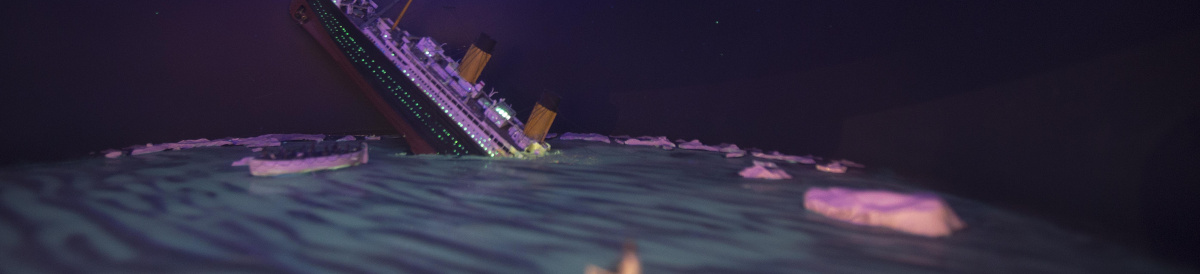 Diorama of the sinking of the Titanic.