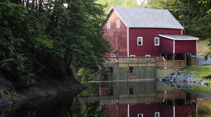 View of pond in front of Balmoral Grist Mill Museum
