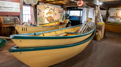 Two yellow dory boats