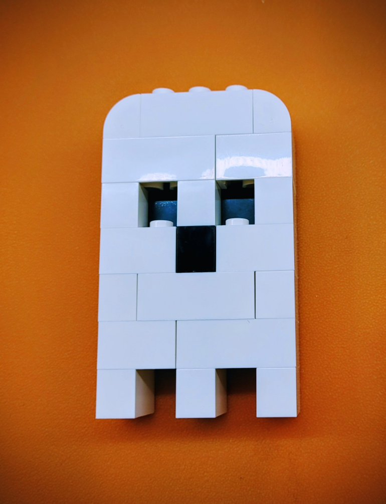 A small ghost made of LEGO.