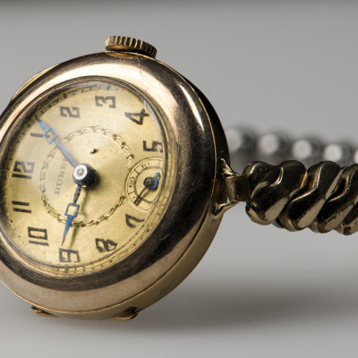 Gold watch presented to Georgina Miner in recognition of her services following the Explosion.