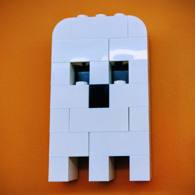A small ghost made of LEGO.