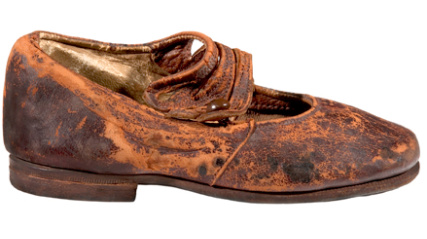 Side view of a leather children’s shoe is believed to be from Body No. 4, the “Unknown Child”