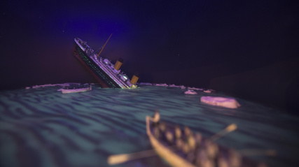 Diorama of the sinking of the Titanic.
