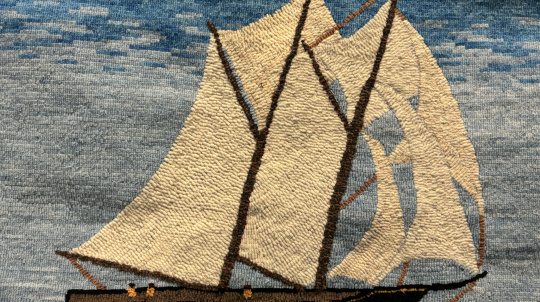 “Bluenose” pattern hooked rug