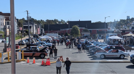 Car show in the parking lot outside the Fisheries Museum of the Atlantic.