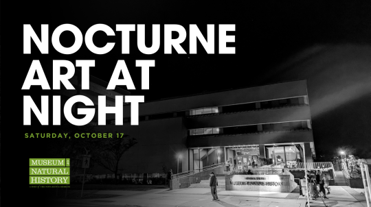 Museum of Natural History at night with the the text Nocturne Art at Night.